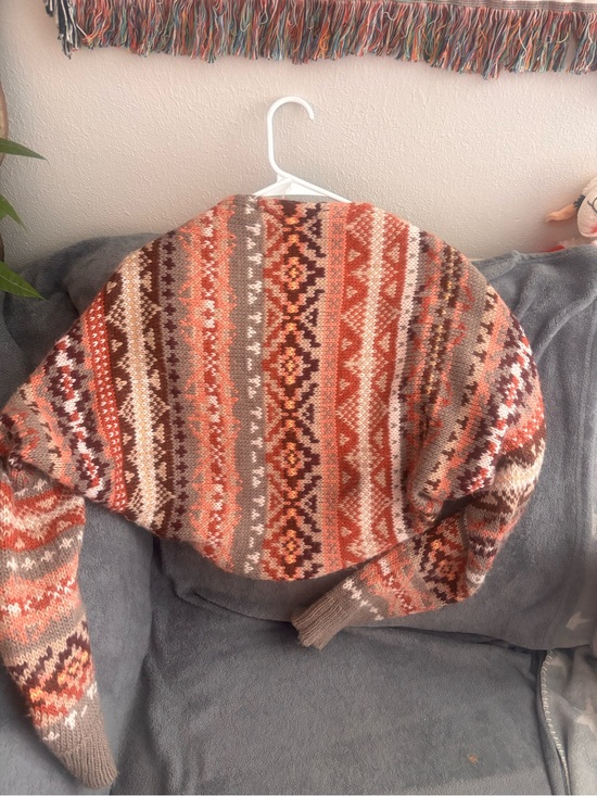 Free People Sweaters - Free People Rust, Brown & Cream Fair Isle Crewneck open Sweater, Short S as new!